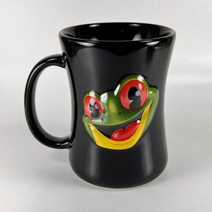 Rainforest Cafe Ceramic 12oz Coffee Cup Mug Frog 3D Black Restaurant Souvenir